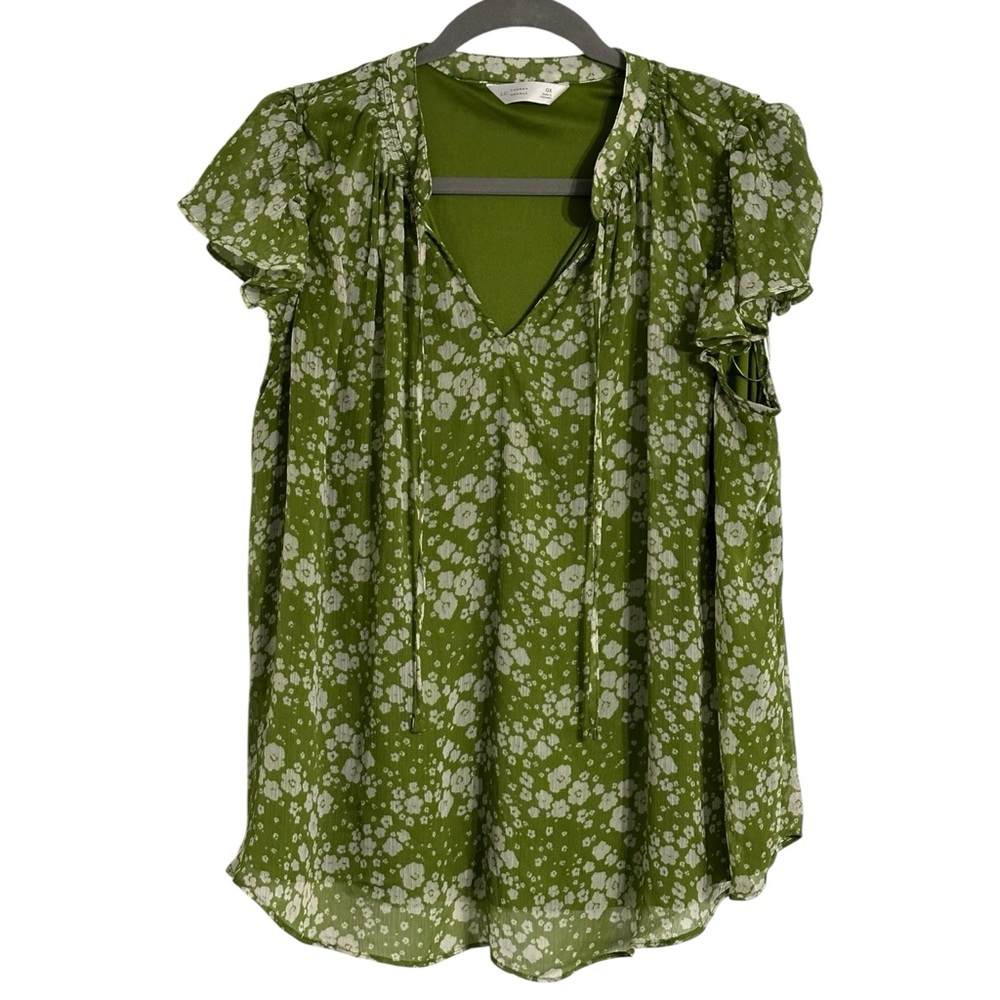 LC Lauren Conrad Olive Floral Blouse